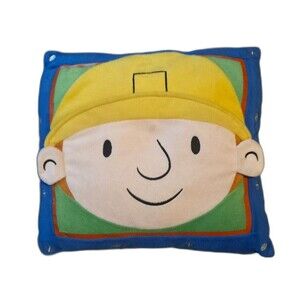 Vintage Y2K Bob The Builder Cartoons Plush Stuffed Decorative Pillow 2001 13"